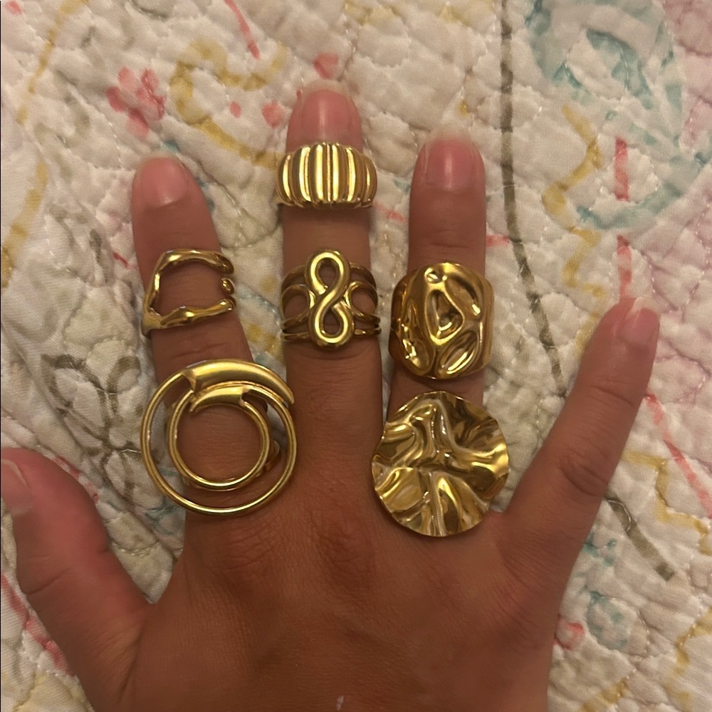 Stainless steel Statement Rings Set - Bold Sculptural Design